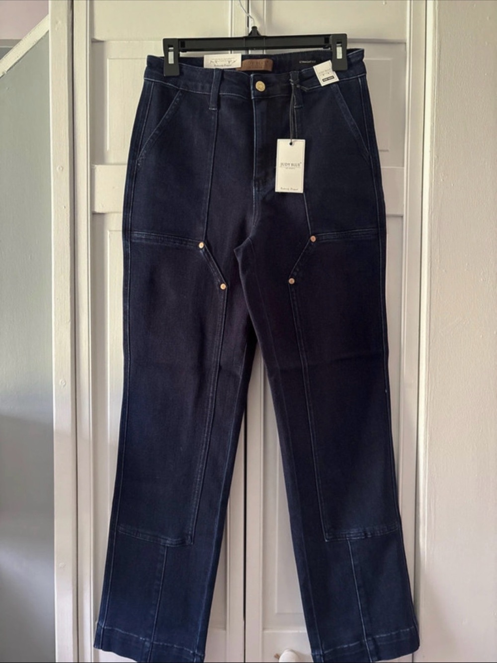 Dark Navy Women's Risen Straight-Leg Jeans